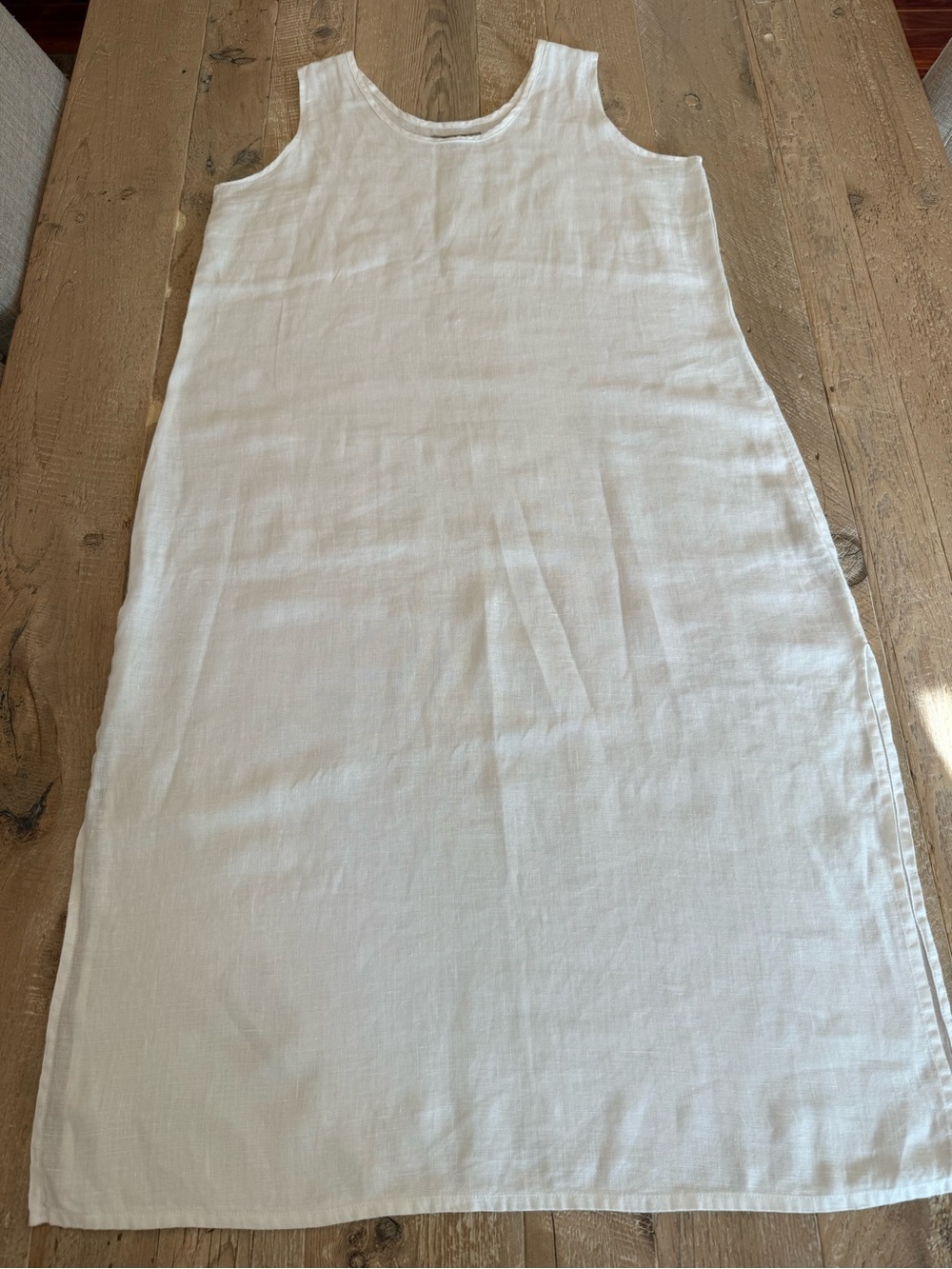 FLAX Sleeveless White Linen Tunic Top Dress M - Picture 3 of 7
